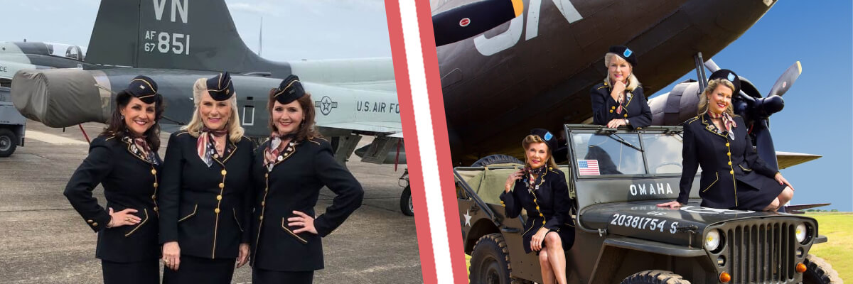 Ladies in front of some U.S. Air Force planes